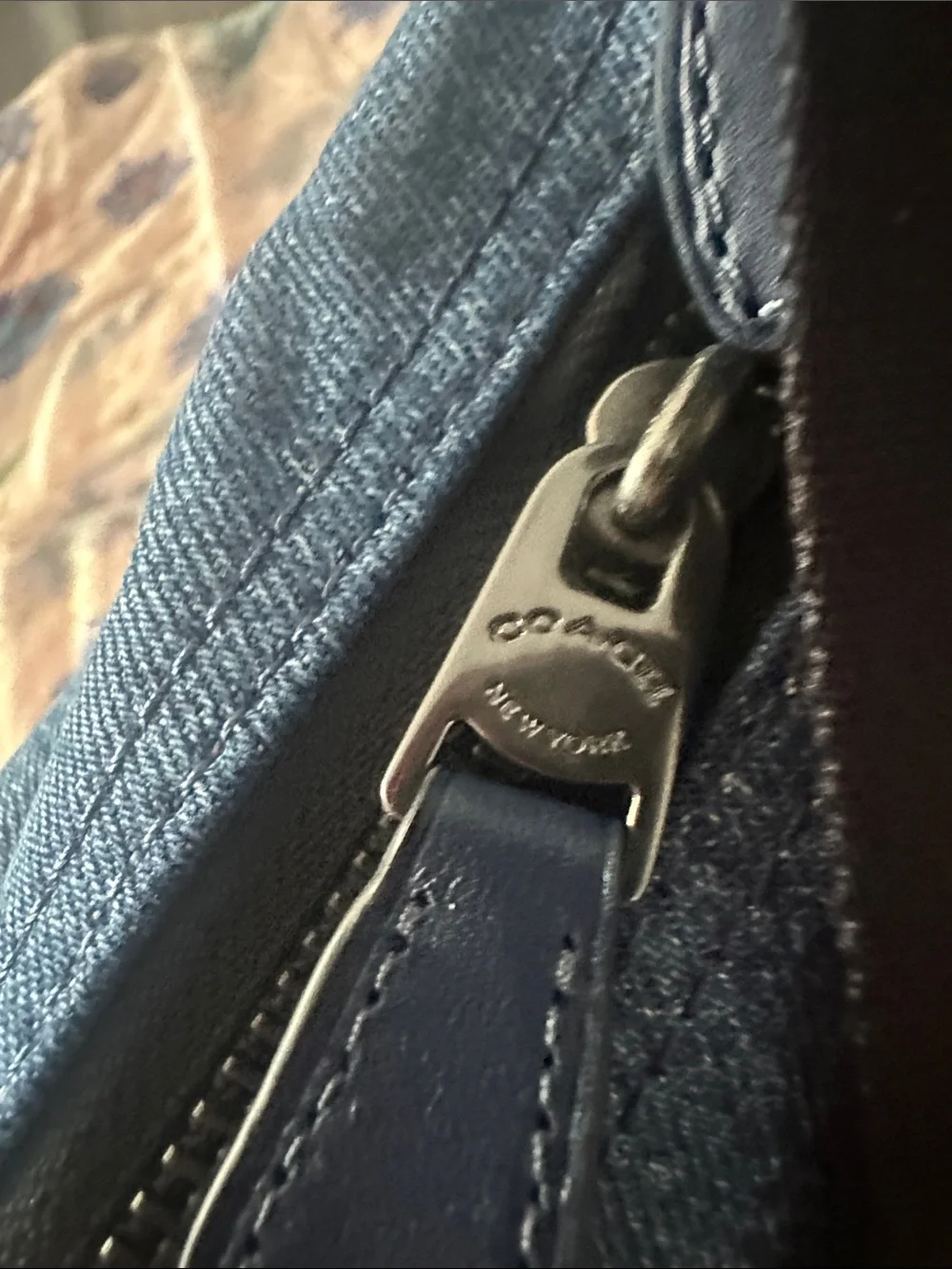 Coach Denim Bag with Black Strap